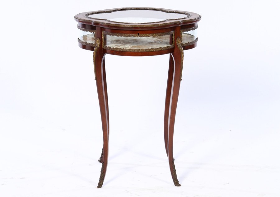 MAHOGANY BRONZE MOUNTED LIFT TOP VITRINE 1910 (1 of 4)