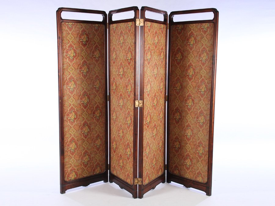 FRENCH FOUR PANEL SCREEN ASIAN STYLE 1900 (1 of 4)