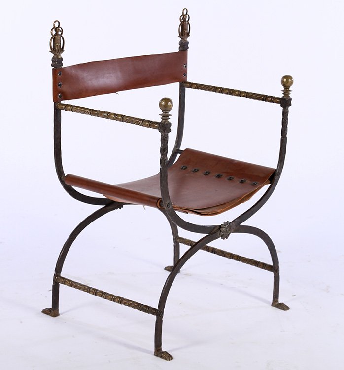 OSCAR BACH BRONZE IRON CAMPAIGN CHAIR 1910 (1 of 6)