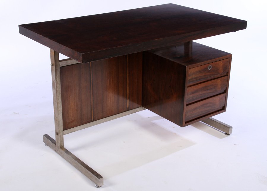 MID CENTURY  ROSEWOOD CHROME WRITING DESK C.1970 (1 of 5)