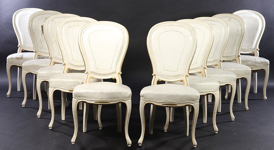 10 PAINTED DINING CHAIRS LEATHER JANSEN (1 of 6)