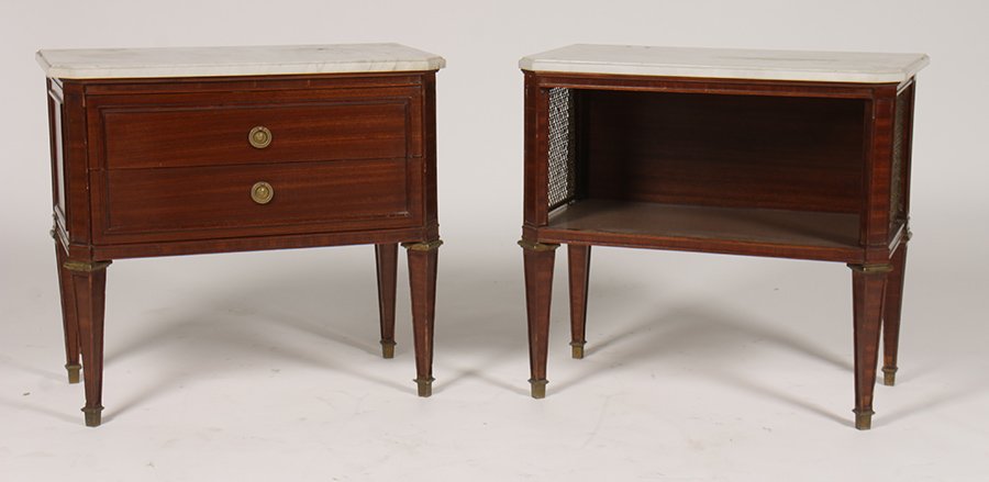 PR MAHOGANY MARBLE TOP STANDS CIRCA 1940 (1 of 6)