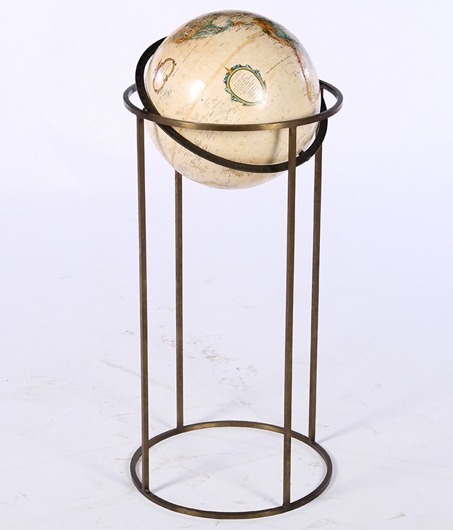 ROTATING ROUND GLOBE ON BRASS STAND (1 of 5)