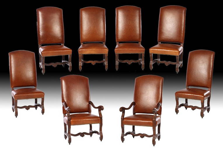 Set 8 Ralph Lauren Henredon Leather Dining Chairs
