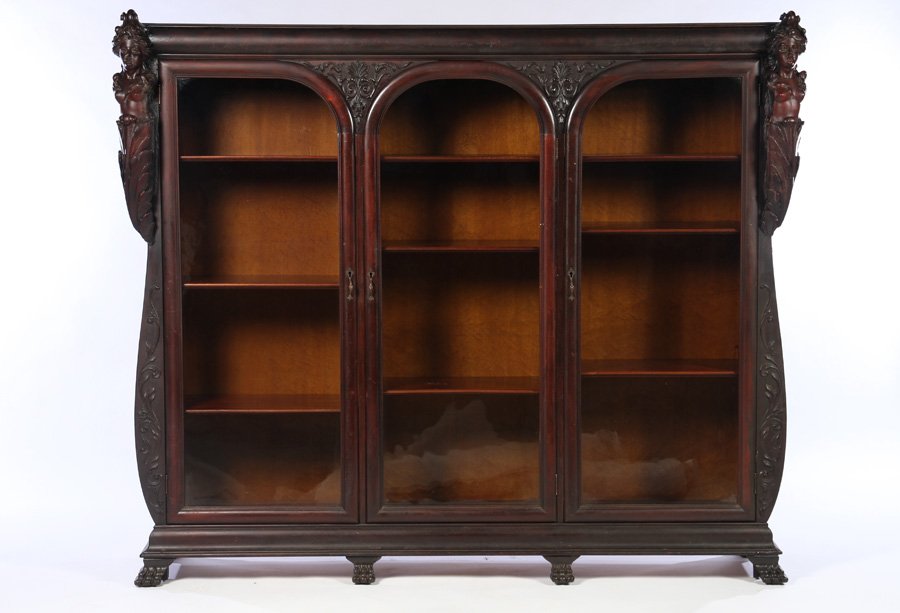 VICTORIAN MAHOGANY 3 DOOR BOOKCASE HORNER 1890 (1 of 4)