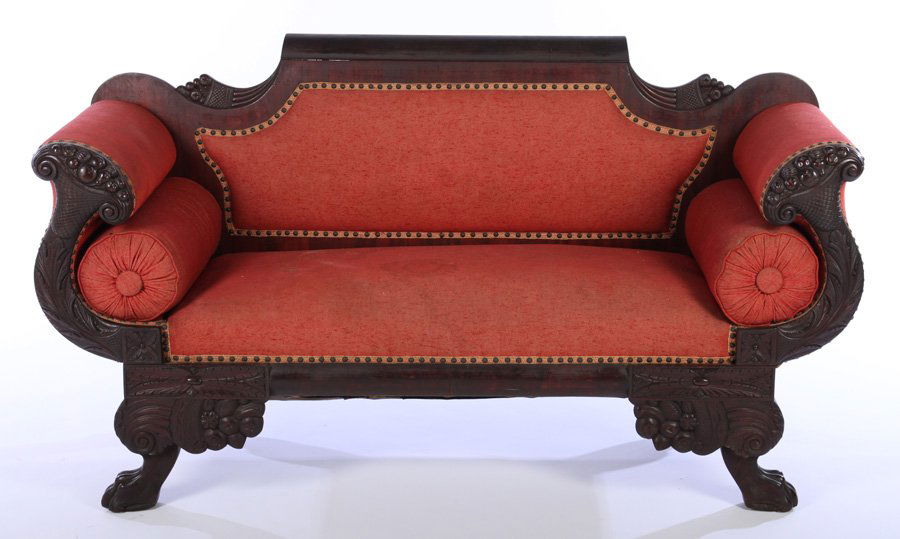 LATE 19TH CENT. MAHOGANY CORNUCOPIA CARVED SOFA (1 of 5)