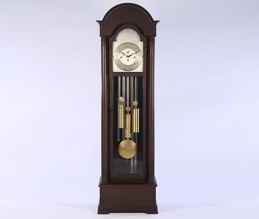 HERSHEDE MAHOGANY GRANDFATHER CLOCK LABELED 1915 (1 of 7)