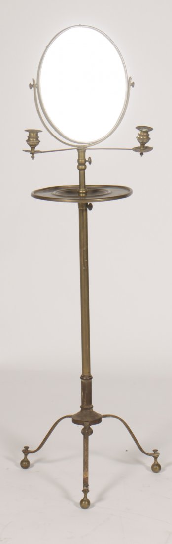 BRASS SHAVING STAND OVAL MIRROR 1890 (1 of 5)