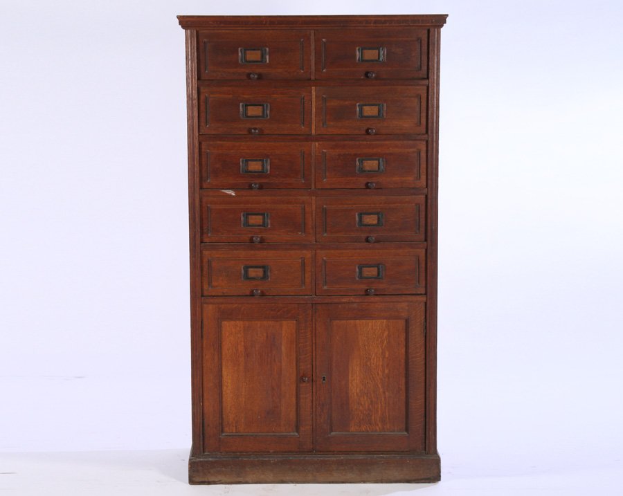 TURN OF THE CENTURY OAK FILE CABINET 2 DOOR BASE (1 of 5)