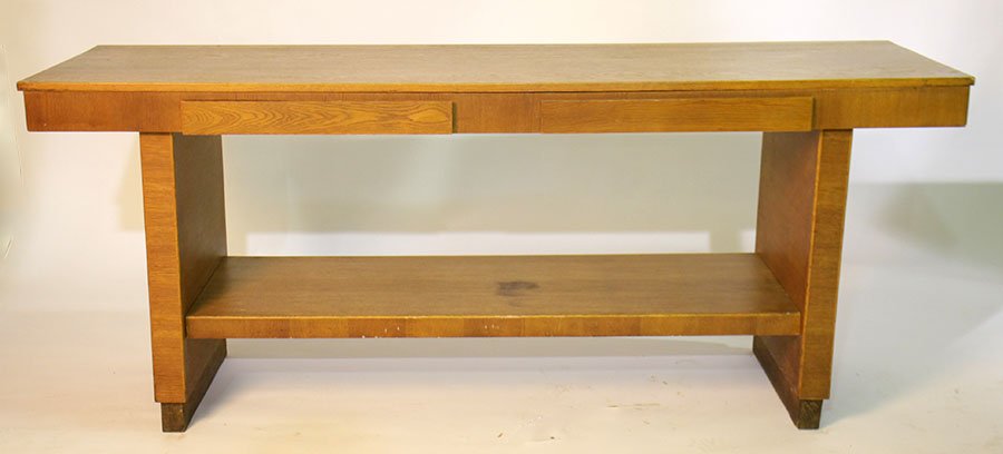 VINTAGE OAK DRAPERS TABLE 2 DRAWERS CIRCA 1950 (1 of 6)