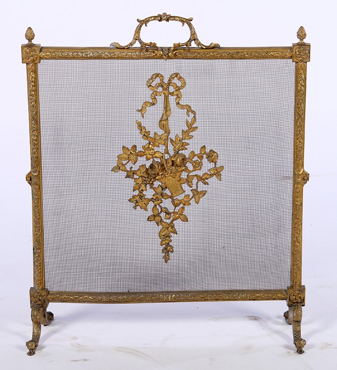 BRONZE FRENCH FIRESCREEN FOLIATE DECORATED 1890 (1 of 5)