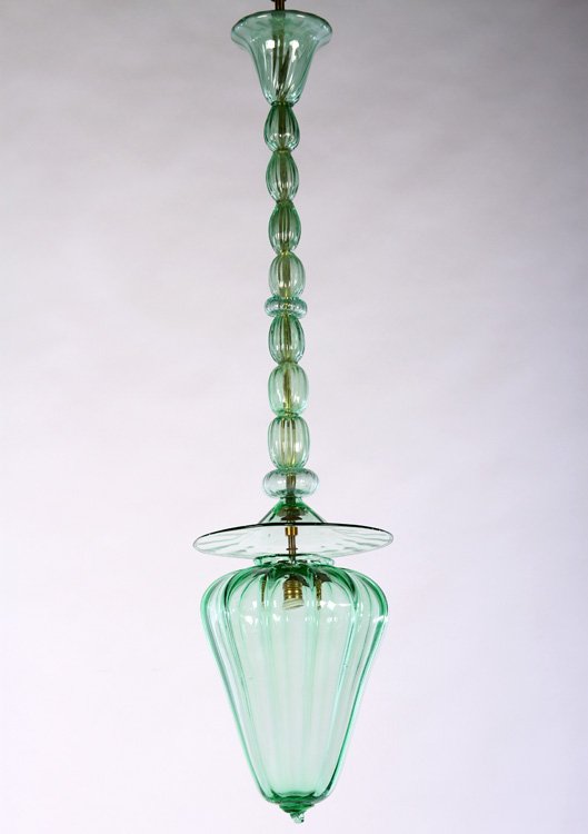 ITALIAN GREEN GLASS LANTERN 1950 (1 of 4)