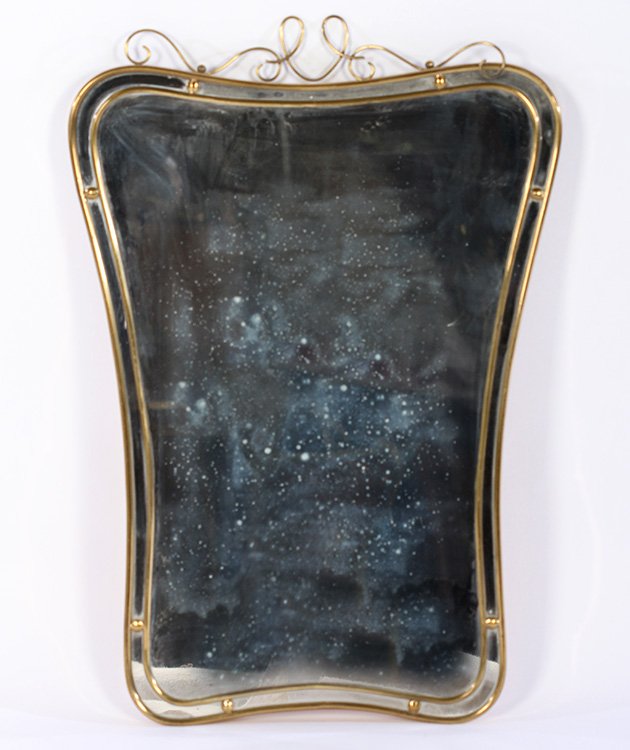 ITALIAN BRASS SHAPED MIRROR MANNER GIO PONTI 1950 (1 of 2)