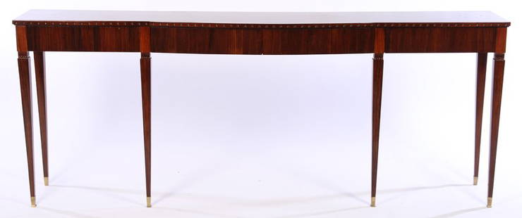 ROSEWOOD CONSOLE TABLE PAOLO BUFFA 1945: A rosewood console table by Paolo Buffa circa 1945. Literature Roberto Aloi, Esempi Di Arredamento Moderno Di Tutto Il Mondo, Tavoli, Tavolono, Carrelli, Milan, 1956, p. 217. For a nearly identical