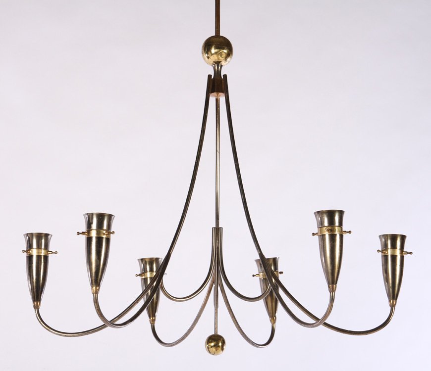 ITALIAN TWO TONE METAL CHANDELIER 1960 (1 of 4)