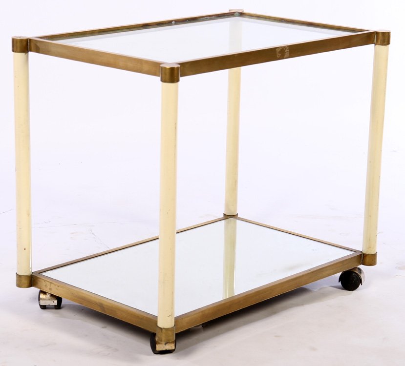 ITALIAN BRASS PAINTED METAL BAR CART 1950 (1 of 4)