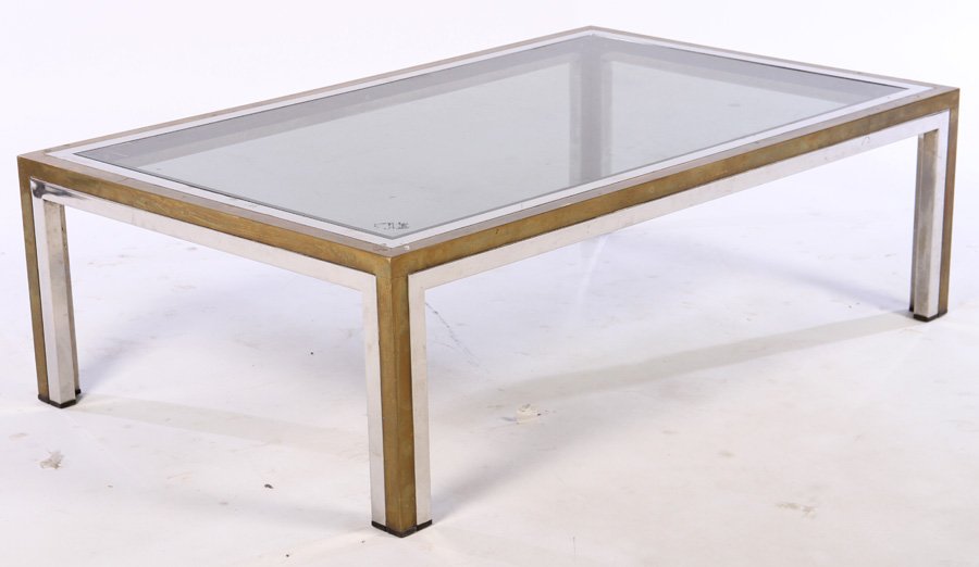 ITALIAN 2 TONE BRASS CHROME COFFEE TABLE 1970 (1 of 4)