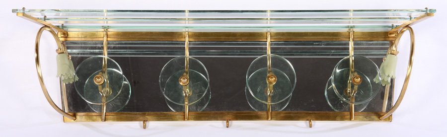BRASS GLASS HAT COAT RACK FONTANA ARTE 1950 (1 of 3)