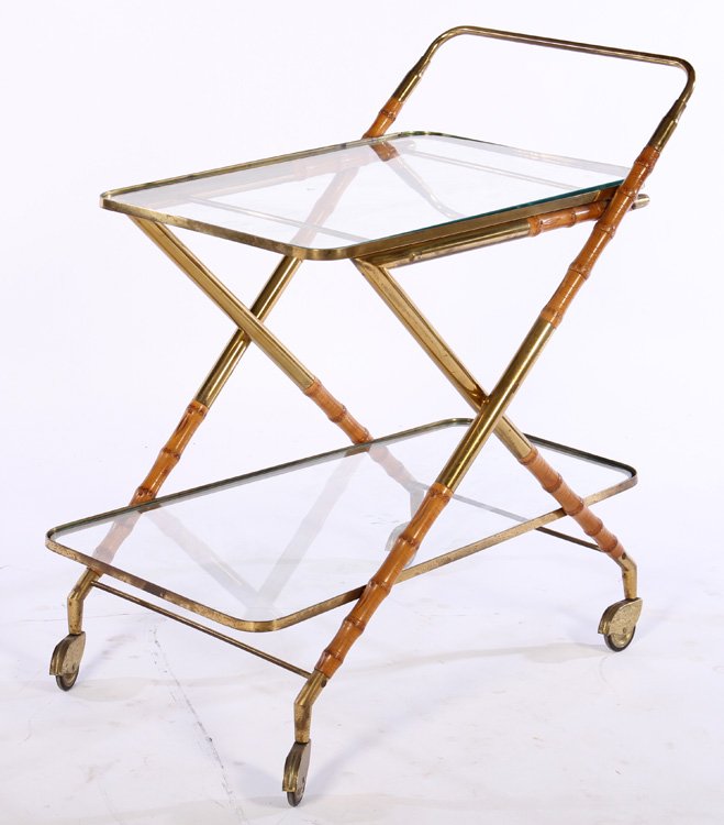 ITALIAN BRASS FAUX BAMBOO BAR CART 1950 (1 of 4)