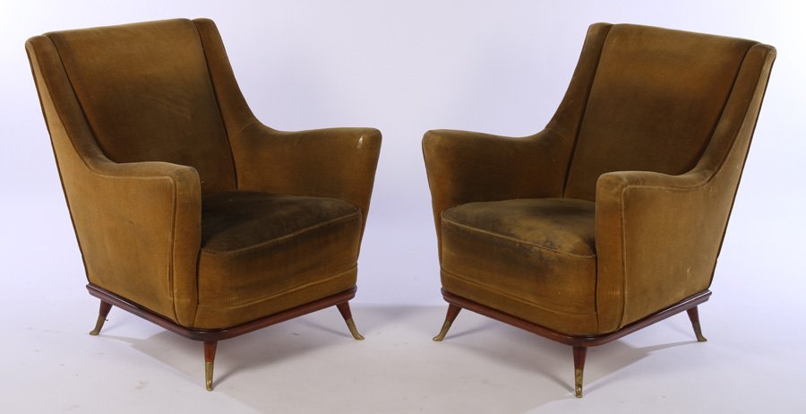 PAIR ITALIAN MID CENTURY CLUB CHAIRS 1950 (1 of 6)