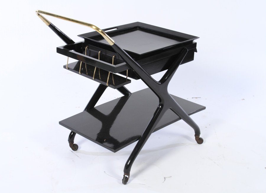 EBONIZED ITALIAN BAR CART MANNER PARISI 1950 (1 of 4)