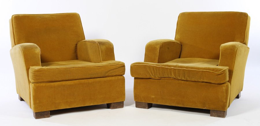 PAIR FRENCH CLUB CHAIRS MANNER ADNET 1945 (1 of 5)