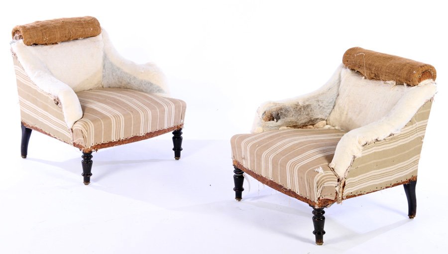 PAIR FRENCH NAPOLEON III SLIPPER CHAIRS 1900 (1 of 6)