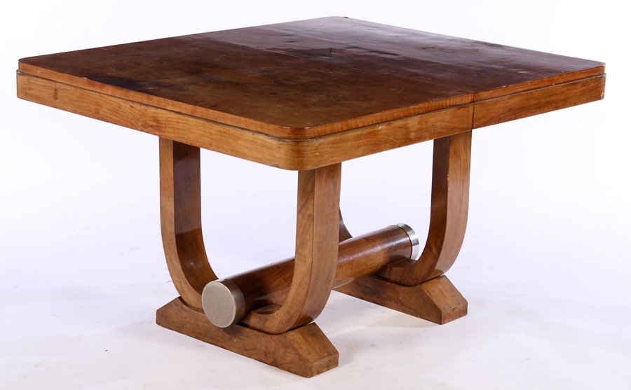 FRENCH ART DECO DINING TABLE FIGURED WALNUT C1930 (1 of 4)