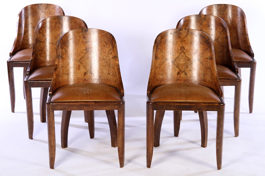 SET OF 6 FRENCH ART DECO DINING CHAIRS C.1930 (1 of 5)