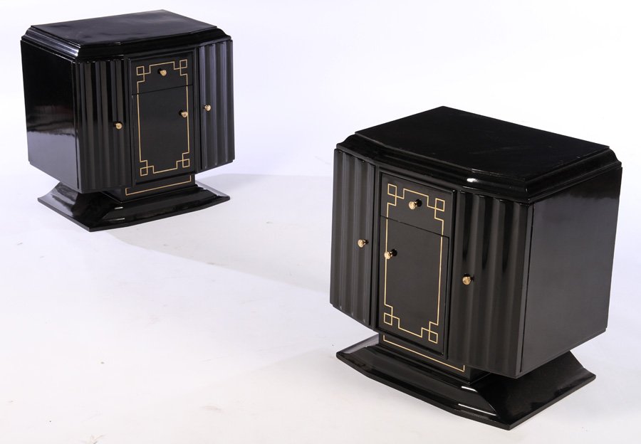 PAIR ART DECO EBONIZED SIDE CABINETS 1930 (1 of 7)