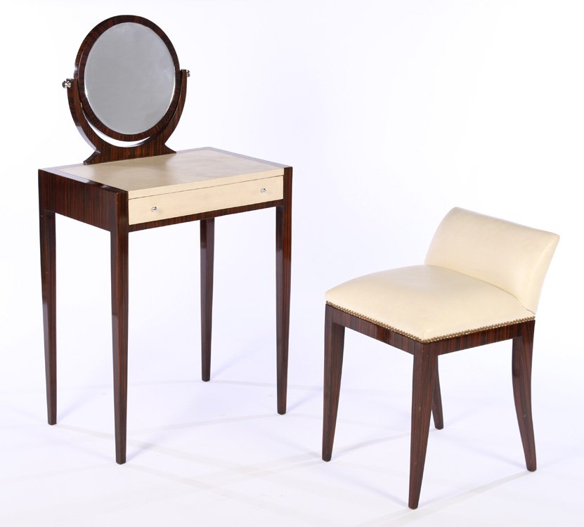 RHULMAN ART DECO MACASSAR PARCHMENT VANITY + CHAIR (1 of 6)