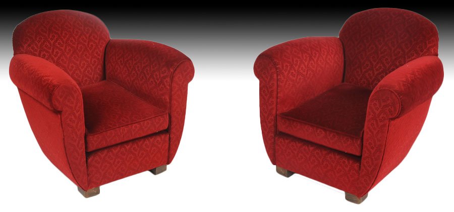 FRENCH ART DECO UPHOLSTERED CLUB CHAIRS 1940 (1 of 7)