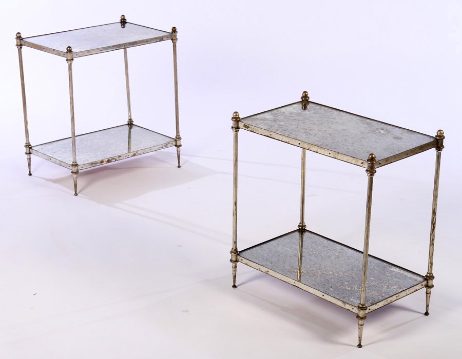 RARE PAIR JANSEN STYLE SILVER/NICKEL SIDE TABLES (1 of 6)