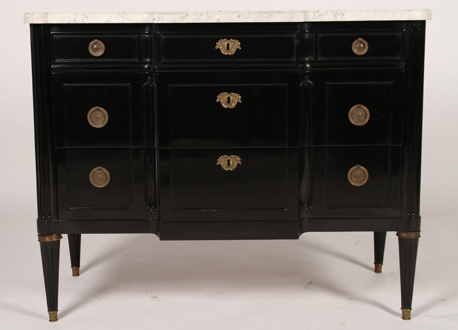 JANSEN STYLE EBONIZED COMMODE MARBLE TOP 1940 (1 of 4)
