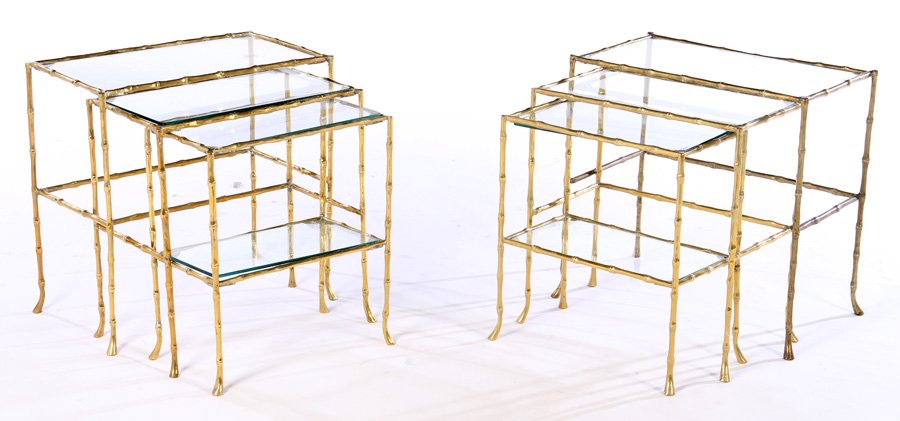 PR BAGUES BRONZE 3 PART NESTING TABLES 1970 (1 of 6)