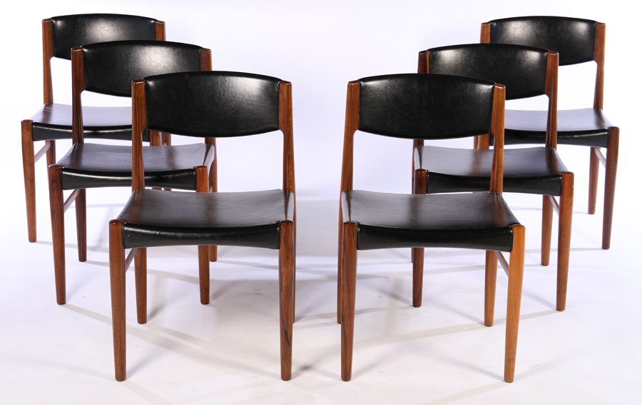 SET OF 6 ROSEWOOD DINING CHAIRS JENS RISOM 1960 (1 of 6)
