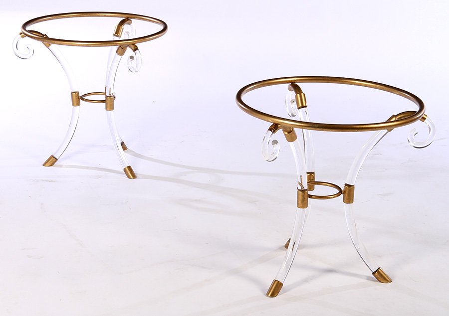 PR MID CENTURY MODERN LUCITE GUERIDON TABLES C1970 (1 of 4)