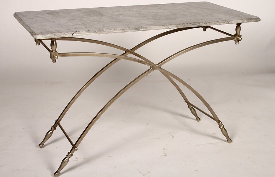 REGENCY STYLE CONSOLE MARBLE TABLE POLISHED METAL (1 of 3)