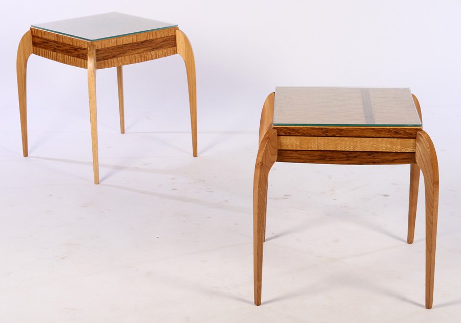 2 AMERICAN STUDIO MADE WOOD END TABLES RH LEONARD (1 of 7)