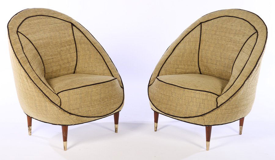 ICO PARISI PAIR MID CENTURY BARREL BACK CHAIRS 1960 (1 of 6)