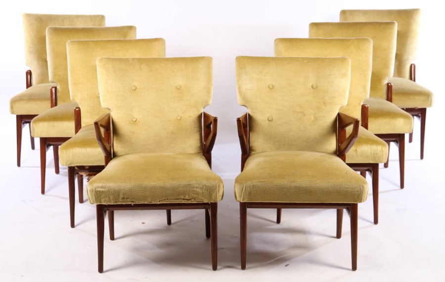 SET 8 ITALIAN MID CENTURY DINING CHAIRS 1960 (1 of 7)