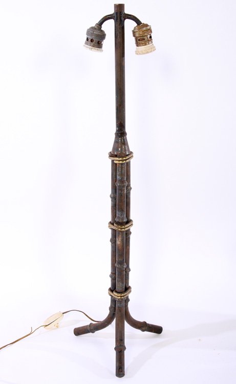 WROUGHT IRON BRASS FAUX BAMBOO TABLE LAMP 1950 (1 of 3)