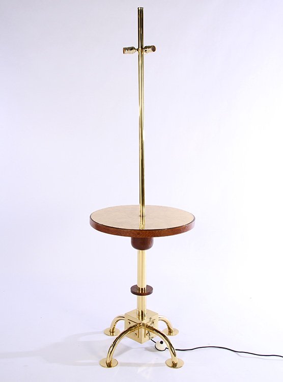 BRASS WOOD ZODIAC FLOOR LAMP JAMES  MONT (1 of 4)