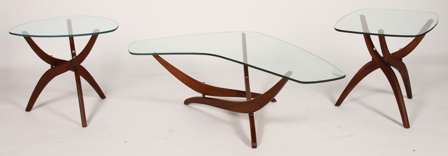 3 ADRIAN PEARSOL TABLES GLASS TOPS 1970 (1 of 5)