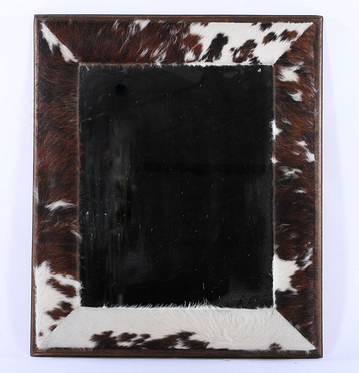 COWHIDE UPHOLSTERED MIRROR FRAME MOLDED BORDER (1 of 2)