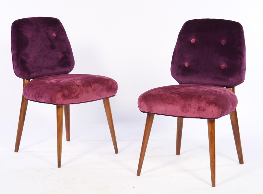 PAIR ITALIAN MODERN UPHOLSTERED CHAIRS 1960 (1 of 4)