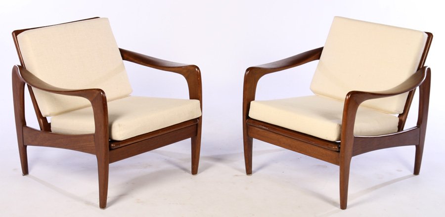 PAIR DANISH MID CENTURY MODERN ARM CHAIRS (1 of 4)