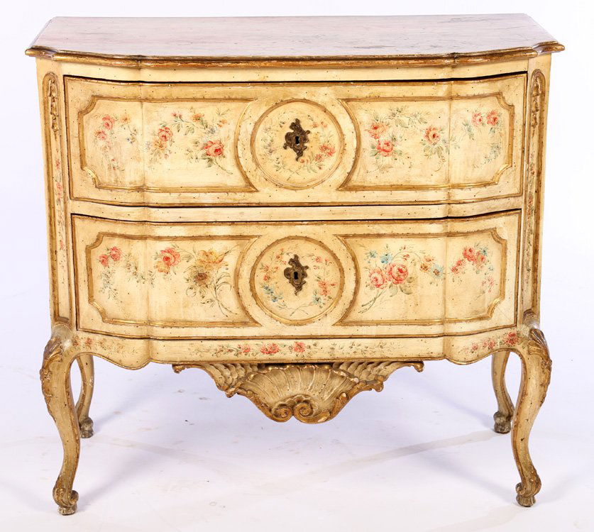 EXQUISITE VENETIAN 2 DRAWER PAINTED COMMODE 1920 (1 of 5)