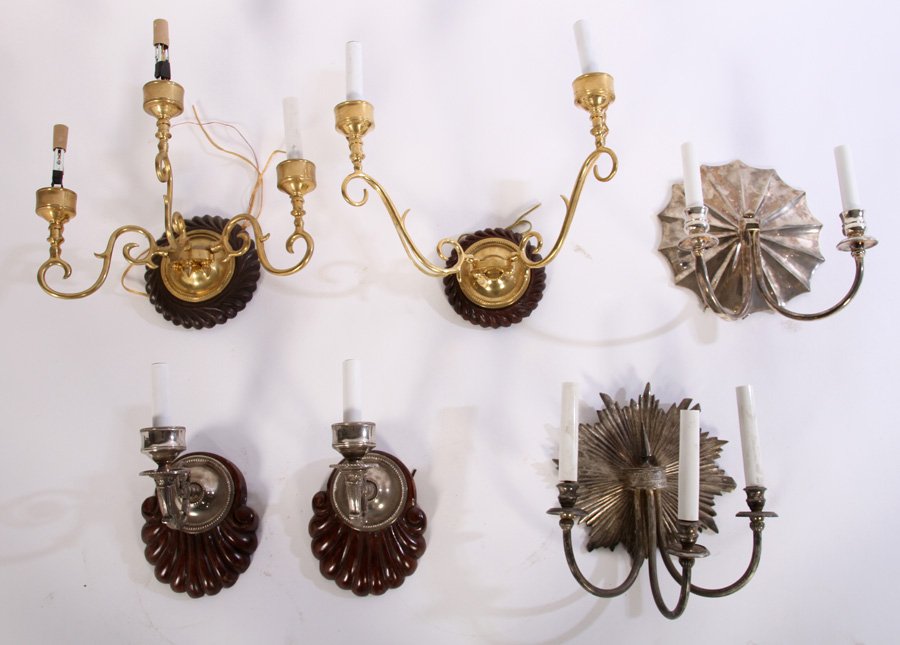 LOT OF 6 SCONCES VARIOUS STYLES AND AGES (1 of 4)