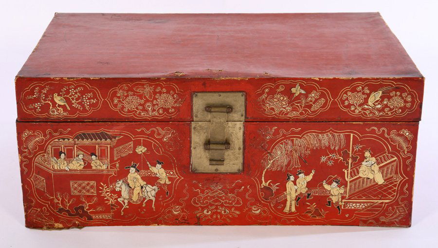 CHINESE CHINOISERIE DECORATED BOX C.1900 (1 of 5)